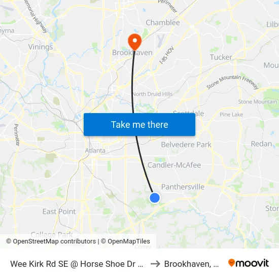 Wee Kirk Rd SE @ Horse Shoe Dr SE to Brookhaven, GA map