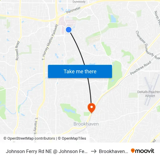 Johnson Ferry Rd NE @ Johnson Ferry Pkwy to Brookhaven, GA map