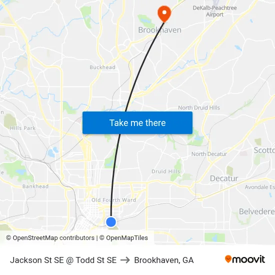 Jackson St SE @ Todd St SE to Brookhaven, GA map
