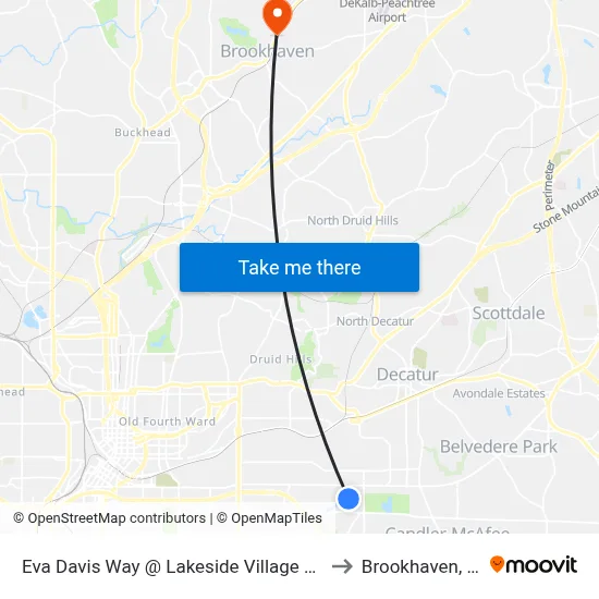 Eva Davis Way @ Lakeside Village Dr SE to Brookhaven, GA map