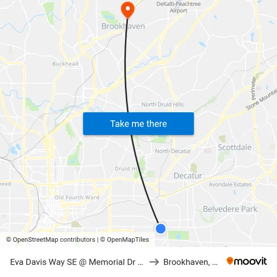 Eva Davis Way SE @ Memorial Dr SE to Brookhaven, GA map