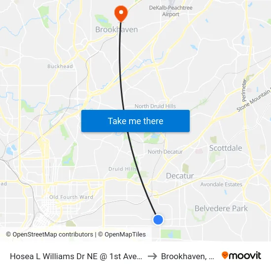 Hosea L Williams Dr NE @ 1st Ave SE to Brookhaven, GA map