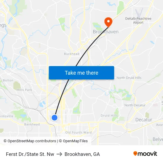 Ferst Dr./State St. Nw to Brookhaven, GA map