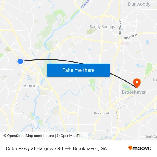 Cobb Pkwy at Hargrove Rd to Brookhaven, GA map