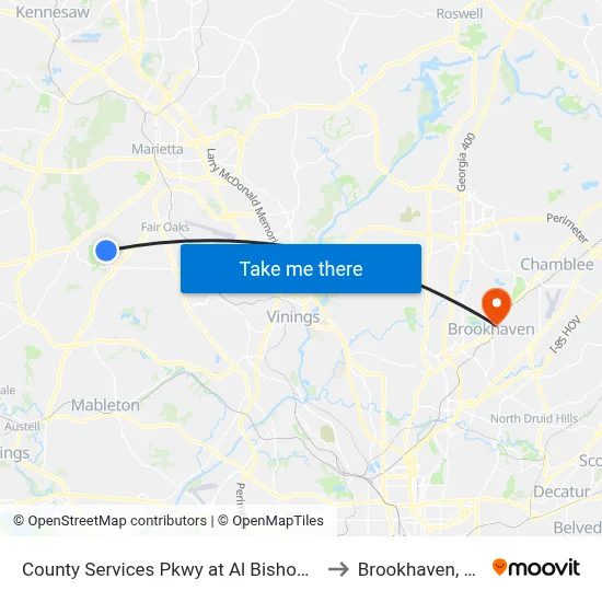 County Services Pkwy at Al Bishop Dr to Brookhaven, GA map