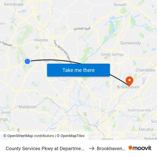 County Services Pkwy at Department Of Mo to Brookhaven, GA map