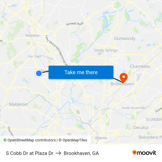 S Cobb Dr at Plaza Dr to Brookhaven, GA map
