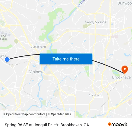 Spring Rd SE at Jonquil Dr to Brookhaven, GA map