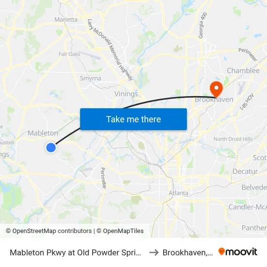 Mableton Pkwy at Old Powder Springs Rd to Brookhaven, GA map