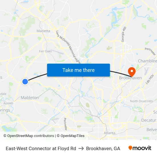 East-West Connector at Floyd Rd to Brookhaven, GA map