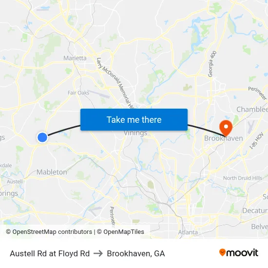 Austell Rd at Floyd Rd to Brookhaven, GA map