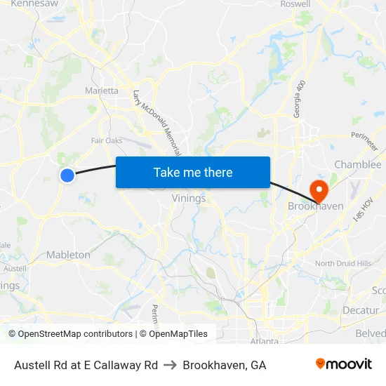 Austell Rd at E Callaway Rd to Brookhaven, GA map