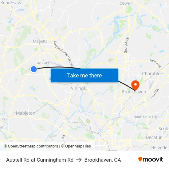 Austell Rd at Cunningham Rd to Brookhaven, GA map