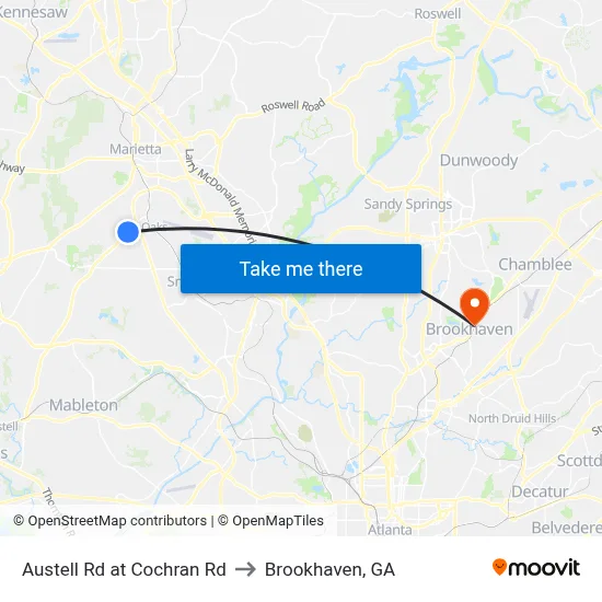 Austell Rd at Cochran Rd to Brookhaven, GA map