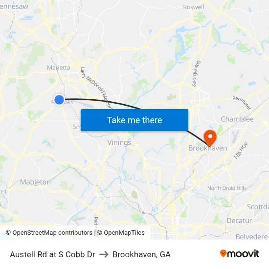 Austell Rd at S Cobb Dr to Brookhaven, GA map