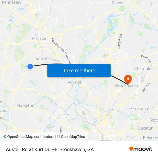 Austell Rd at Kurt Dr to Brookhaven, GA map