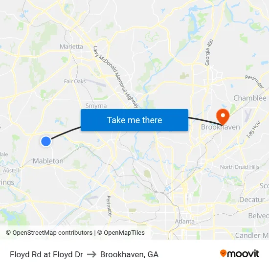 Floyd Rd at Floyd Dr to Brookhaven, GA map
