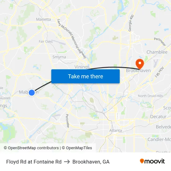 Floyd Rd at Fontaine Rd to Brookhaven, GA map