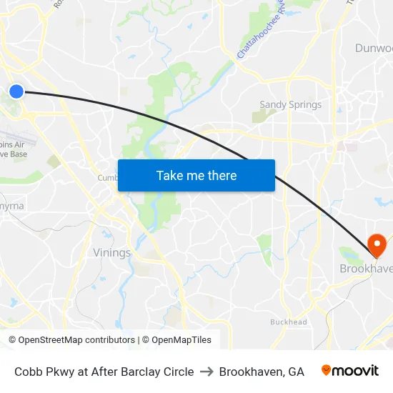 Cobb Pkwy at After Barclay Circle to Brookhaven, GA map