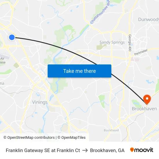 Franklin Gateway SE at Franklin Ct to Brookhaven, GA map