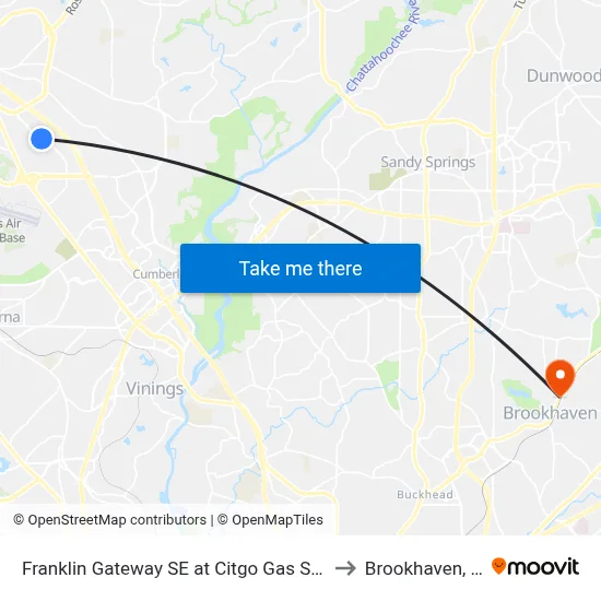 Franklin Gateway SE at Citgo Gas Station to Brookhaven, GA map
