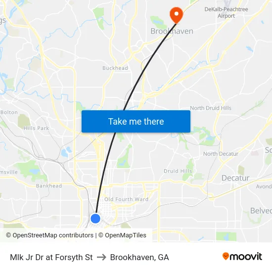 Mlk Jr Dr at Forsyth St to Brookhaven, GA map