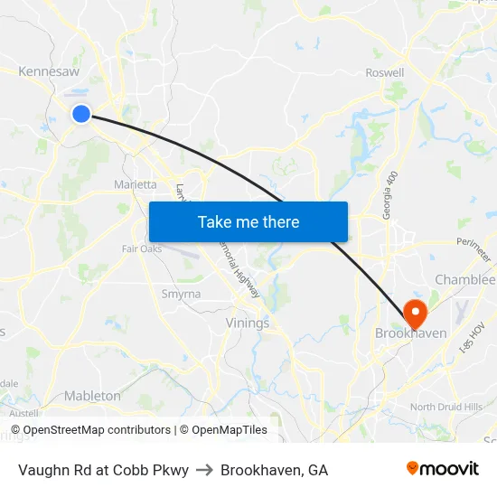 Vaughn Rd at Cobb Pkwy to Brookhaven, GA map