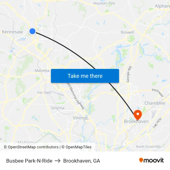 Busbee Park-N-Ride to Brookhaven, GA map
