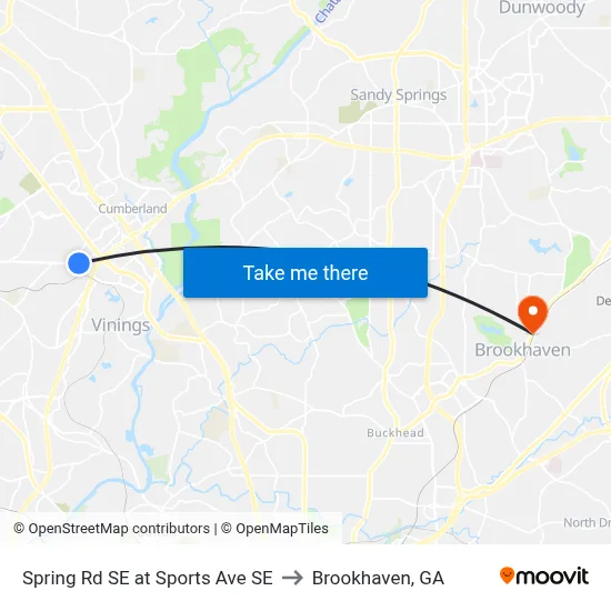Spring Rd SE at Sports Ave SE to Brookhaven, GA map