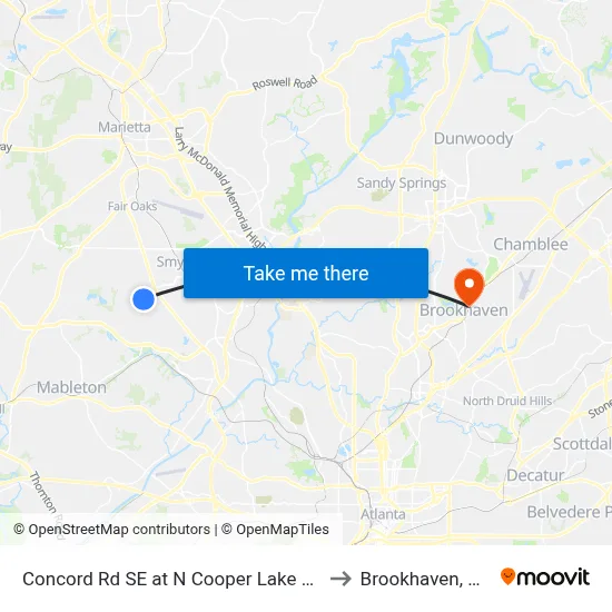 Concord Rd SE at N Cooper Lake Rd to Brookhaven, GA map