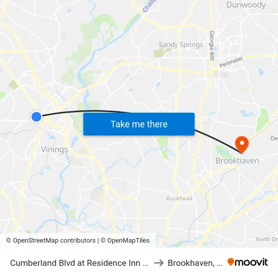Cumberland Blvd at Residence Inn Loop to Brookhaven, GA map