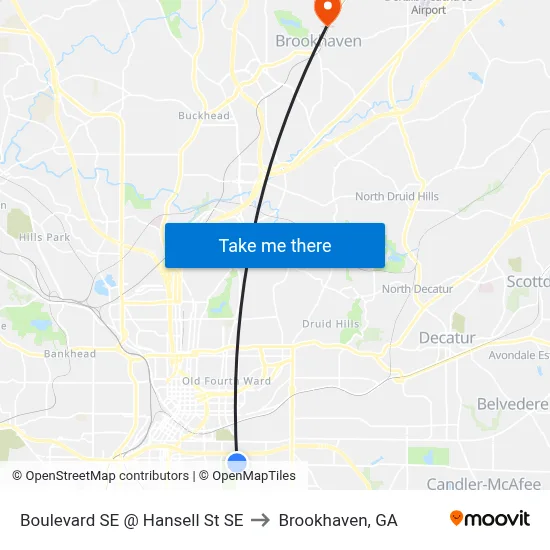 Boulevard SE @ Hansell St SE to Brookhaven, GA map