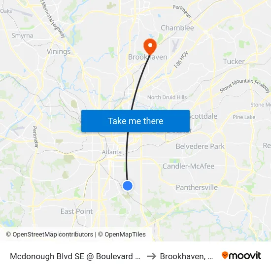 Mcdonough Blvd SE @ Boulevard SE to Brookhaven, GA map