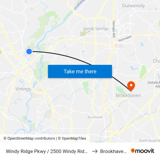 Windy Ridge Pkwy / 2500 Windy Ridge Building to Brookhaven, GA map