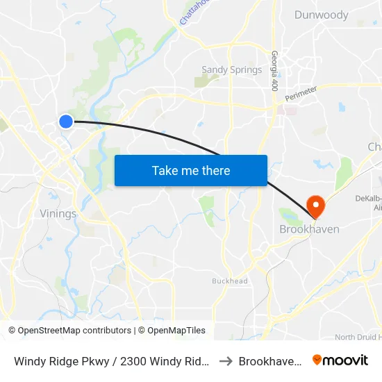 Windy Ridge Pkwy / 2300 Windy Ridge Buiding to Brookhaven, GA map