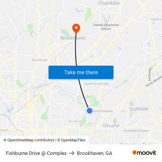 Fishburne Drive @ Complex to Brookhaven, GA map