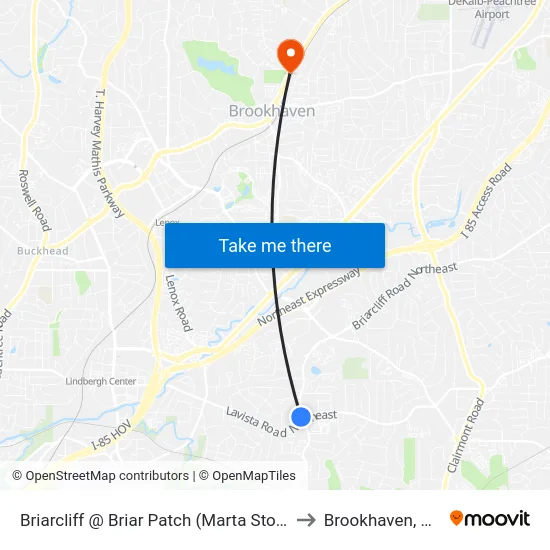 Briarcliff @ Briar Patch (Marta Stop) to Brookhaven, GA map