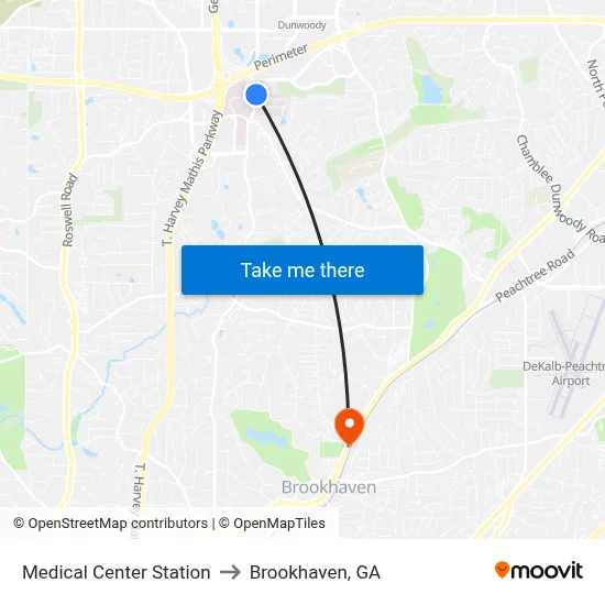 Medical Center Station to Brookhaven, GA map