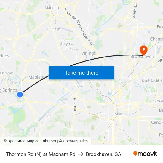 Thornton Rd (N) at Maxham Rd to Brookhaven, GA map