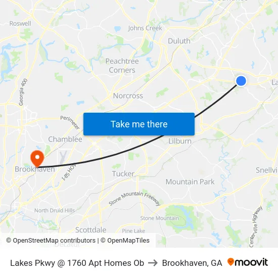 Lakes Pkwy @ 1760 Apt Homes Ob to Brookhaven, GA map