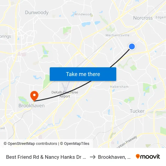 Best Friend Rd & Nancy Hanks Dr Ob to Brookhaven, GA map