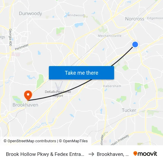 Brook Hollow Pkwy & Fedex Entrance to Brookhaven, GA map