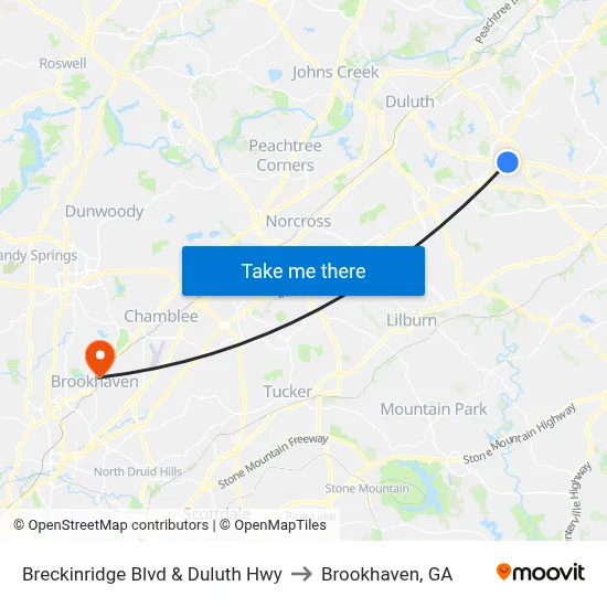 Breckinridge Blvd & Duluth Hwy to Brookhaven, GA map