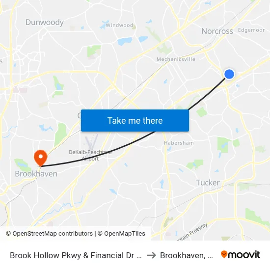 Brook Hollow Pkwy & Financial Dr Ob to Brookhaven, GA map