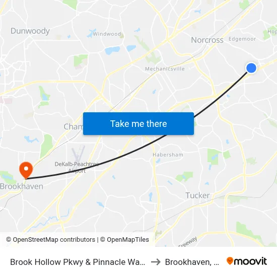 Brook Hollow Pkwy & Pinnacle Way Ib to Brookhaven, GA map