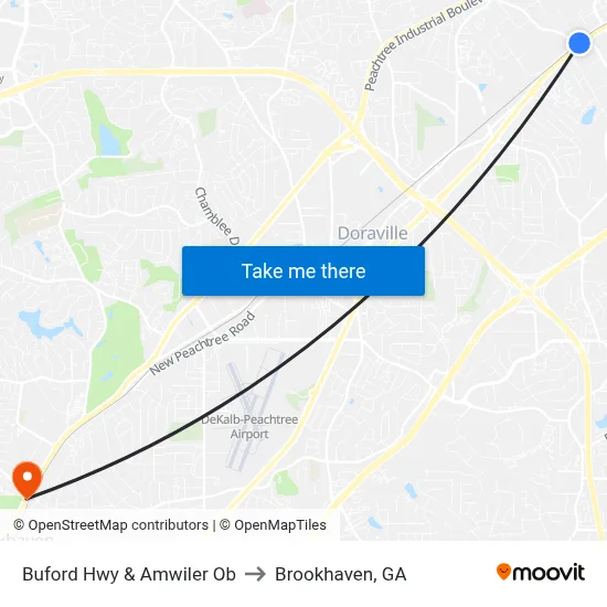 Buford Hwy & Amwiler Ob to Brookhaven, GA map
