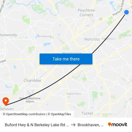 Buford Hwy & N Berkeley Lake Rd Ib to Brookhaven, GA map