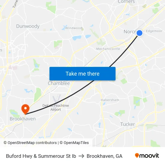 Buford Hwy & Summerour St Ib to Brookhaven, GA map