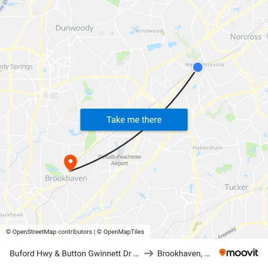 Buford Hwy & Button Gwinnett Dr Ib to Brookhaven, GA map