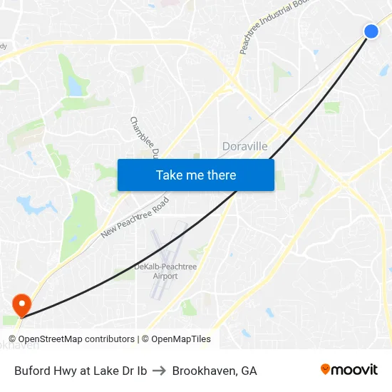 Buford Hwy at Lake Dr Ib to Brookhaven, GA map